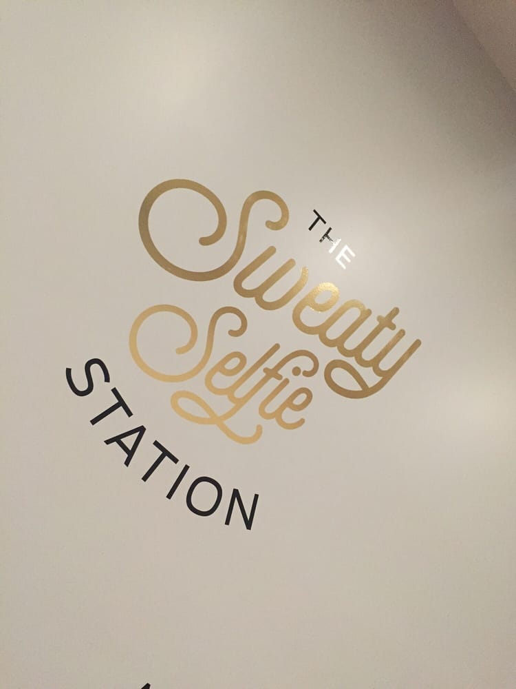 Wall that says The Sweaty Selfie Station at Barry's Bootcamp