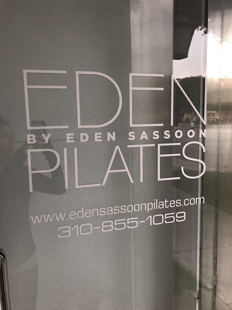 Frosted Glass Door that says Eden by Eden Sassoon Pilates