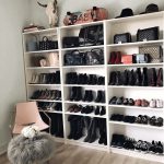 Shoes organized neatly on shelves