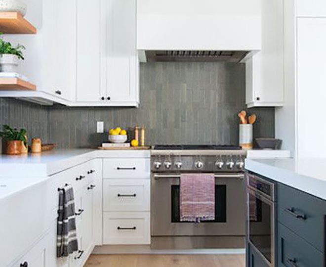 Kitchen with cabinets and a stove