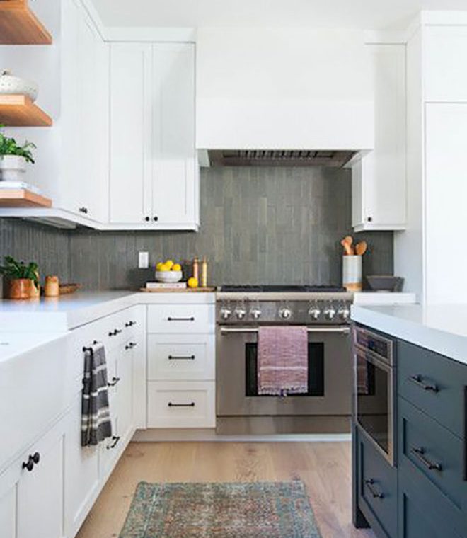 Kitchen with cabinets and a stove