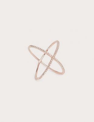 Pave Rose Gold Diamond X Ring